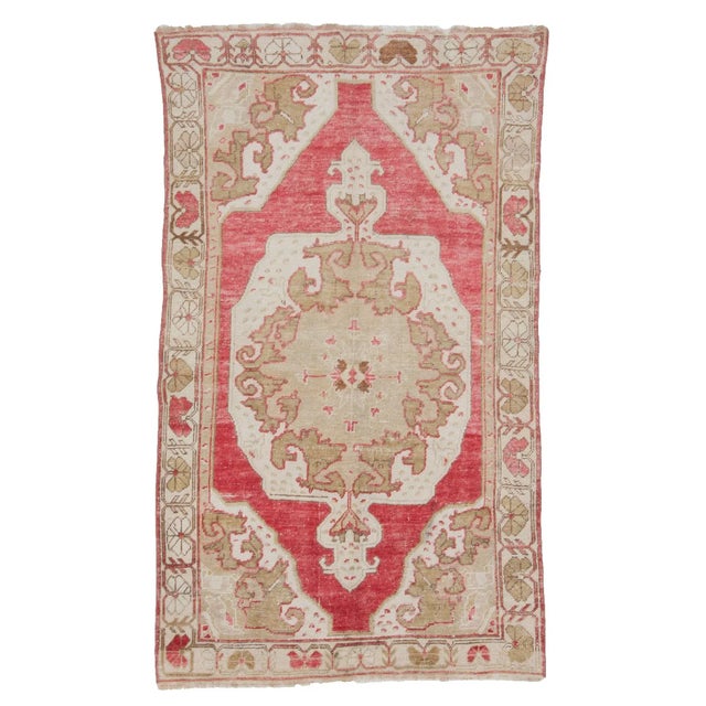 Textile Washed Out Vintage Turkish Rug- 4′2″ × 6′11″ For Sale - Image 7 of 7