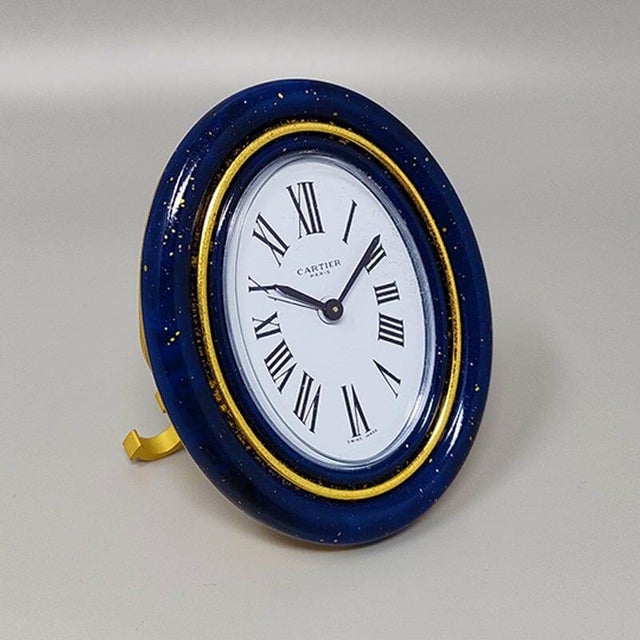 Swiss Alarm Clock in Pendulette Lapis Lazuli by Cartier, 1980s For Sale - Image 4 of 12