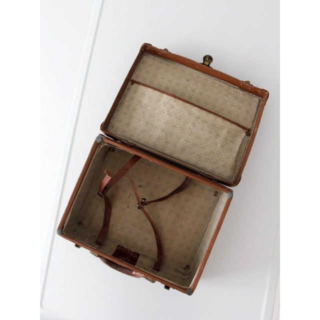 Vintage Miniature Leather Suitcase Travel Case For Sale - Image 10 of 15