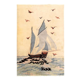Pasargad DC Antique Chinese Art Deco Sailing Rug For Sale