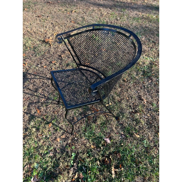 1970s Beautiful Vintage Woodard Wrought Iron Patio Set Table and 4 Barrel Chairs, Attributed For Sale In Washington DC - Image 6 of 6
