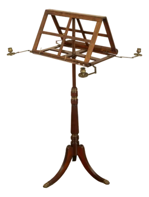 Antique Georgian Brass-Mounted Candle Sconces Mahogany Duet Music Stand 1790