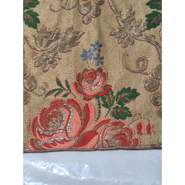 Vintage Style Gold Floral Brocade Pillow With Metallic Threads Double Sided For Sale In Los Angeles - Image 6 of 6