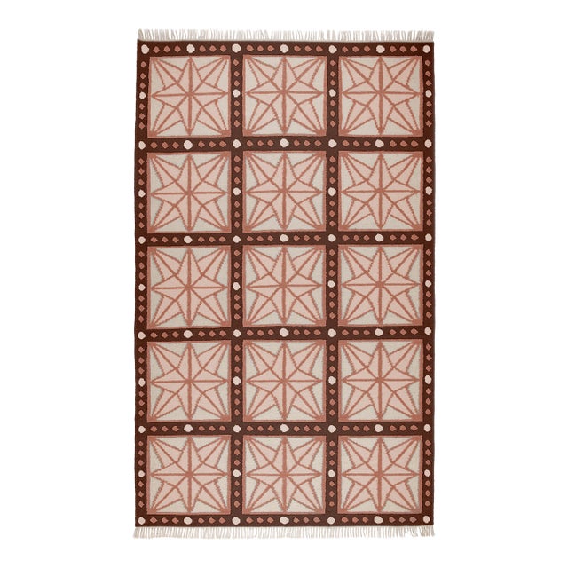 Part & Parcel Goods Wool Star Rug, 9' x 12', Bisque, Topaz, Chocolate and Eggshell For Sale