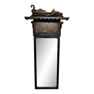 Chinoiserie Pagoda Mirror With Bronze Dragon For Sale