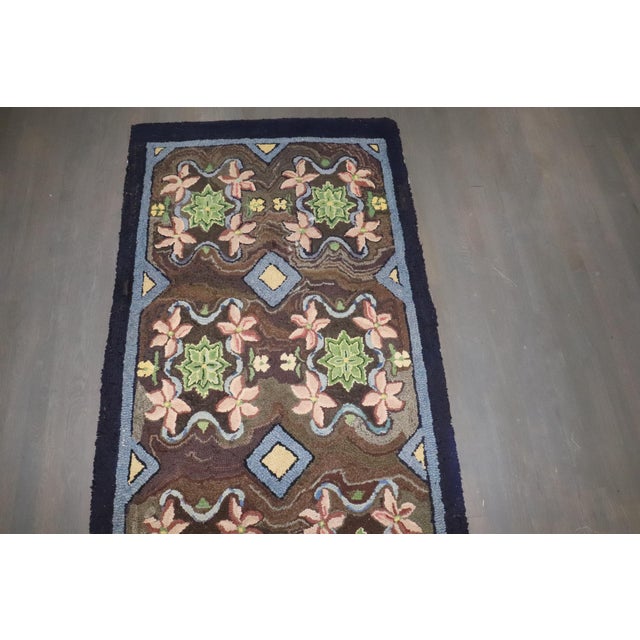 Mid 20th Century Vintage Zabihi Collection Floral American Hooked Runner - 3'3" x 10'7" For Sale - Image 5 of 7