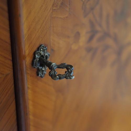 2000 - 2009 Louis XV Style Cabinet with Floral Inlays For Sale - Image 5 of 18