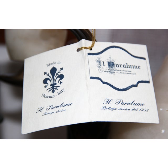 Vintage Italian Alabaster and Brass Table Lamp, 1950s For Sale - Image 9 of 13