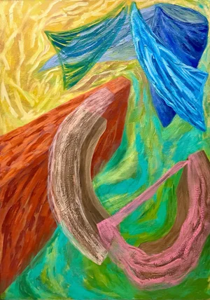 1980s New York Abstract Expressionist Oil Painting Joan Thorne, 1989