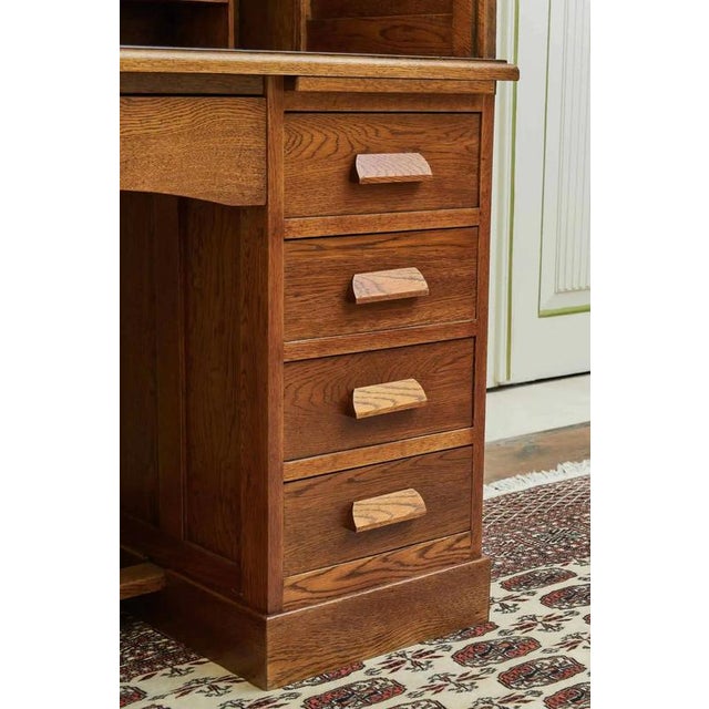 Antique American Desk with Roller Blind For Sale - Image 4 of 16