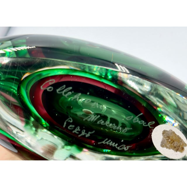 1950s MCM Murano Sommerso Teqnique Art Glass Sculpture Perfume Bottle Signed For Sale - Image 9 of 12