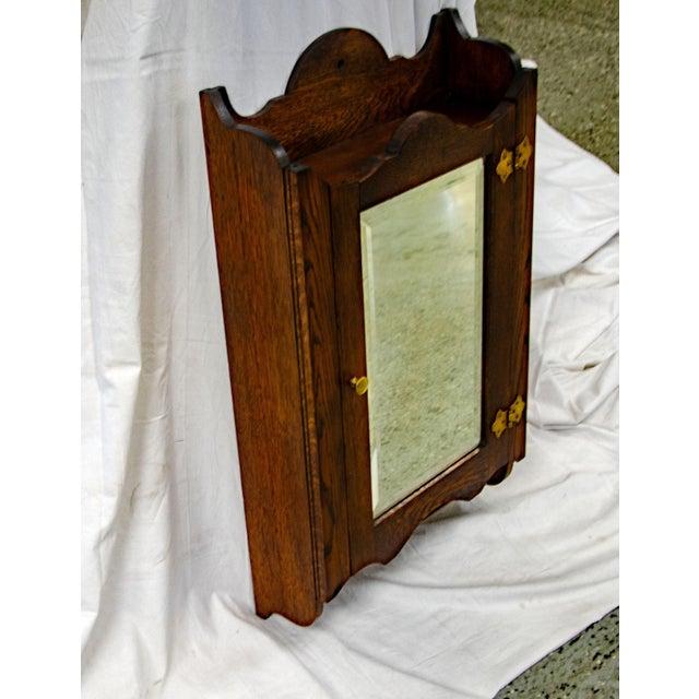 Antique Oak Hanging Medicine Cabinet For Sale - Image 4 of 7