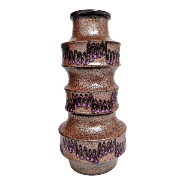 West Germany Ceramic Purple Lava Vase For Sale