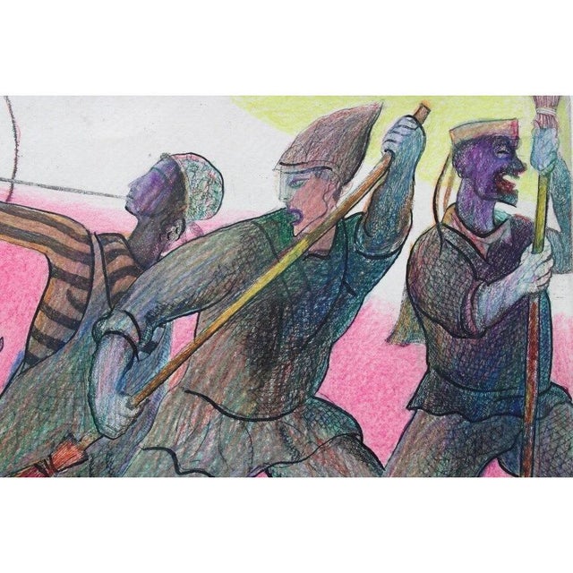 1990s Roman Lapp, Theater History VI, 1992, Etching & Colored Pencil For Sale - Image 5 of 9