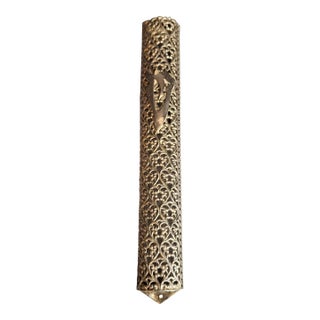 Vintage Bezalel Israel Sterling Silver Filigree Mezuzah Case 925 Judaica 5.25" For Sale