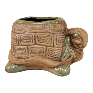 Mid-Century California Pottery Green Spot Glazed Turtle Planter