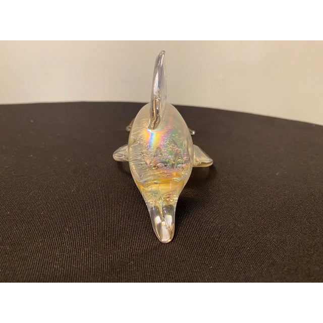 Vintage Carnival Glass Iridescent Dolphin Figurine......perfect for the desk or shelf! Approx overall size 6 x 3 x 3"
