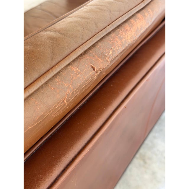 1960s Damgaardens Møbler Brown Leather Loveseat Danish Mid-Century Modern 1970s For Sale - Image 5 of 13