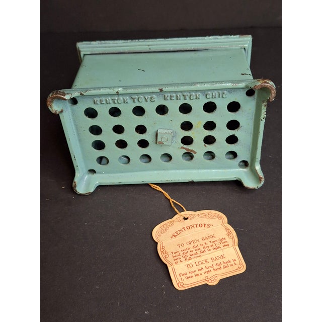 Metal Antique Kenton Cast Iron Radio Bank 1920s Safe Original Tag Peirce Collection For Sale - Image 7 of 17