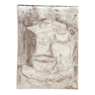 1970s Still Life Etching With Asian Porcelain and Pottery For Sale