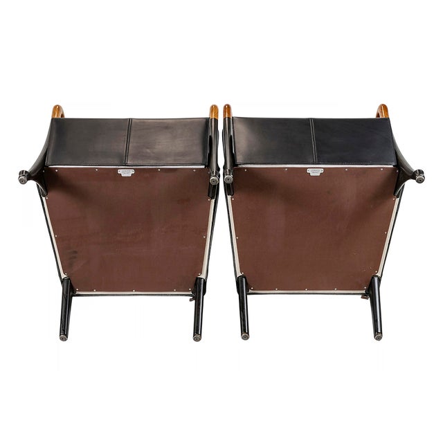 Black Mid-Century Leather Armchairs by Giorgetti, Set of 2 For Sale - Image 8 of 13