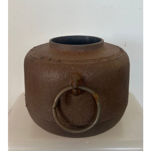 Antique Meiji Japanese Chagama Iron Metal Tea Kettle For Sale - Image 4 of 15