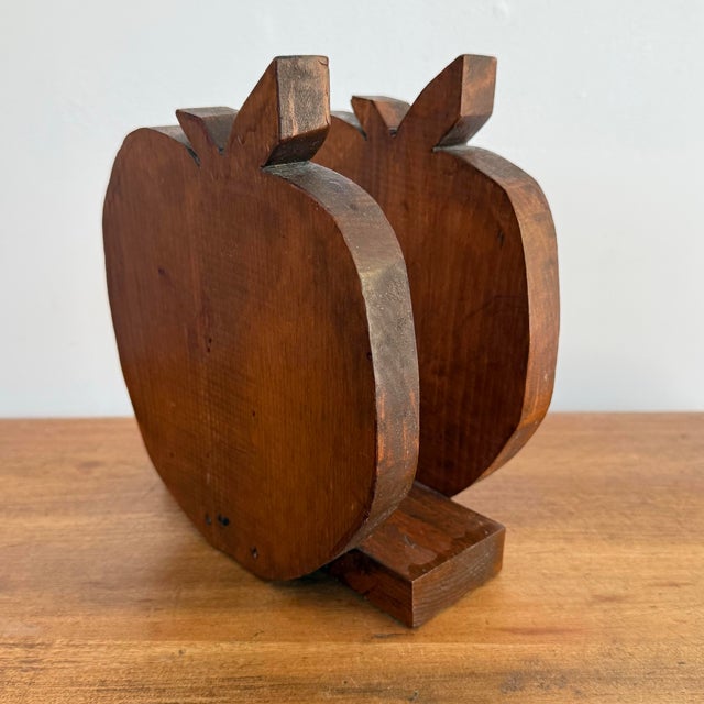 Midcentury Rustic Wooden Apple Napkin Holder For Sale - Image 4 of 7
