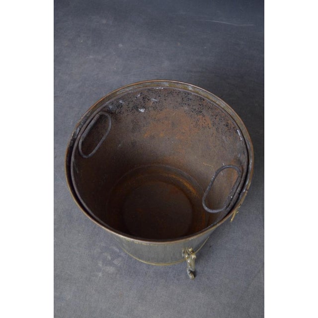 Gold Antique Edwardian Brass Planter Coal Bucket For Sale - Image 8 of 15