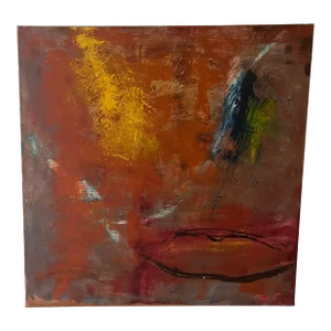 Mid Century Abstract Oil Painting on Canvas