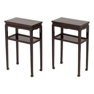 Pair of Chinese Two-Tier Pedestal Tables For Sale