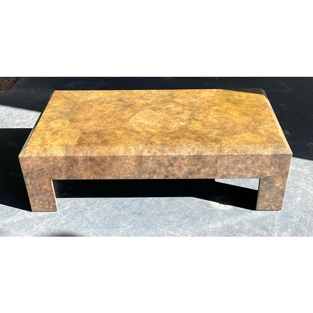Vintage Boho Beveled Parchment Coffee Table For Sale - Image 10 of 12