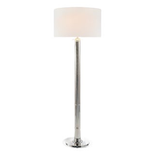 Thomas O'Brien by Visual Comfort Signature Longacre Floor Lamp in Polished Nickel with Linen Shade For Sale