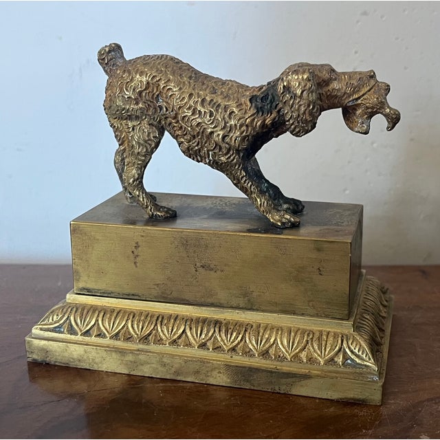 Antique 19th Century French Charles X Bronze Hunting Bird Dog Inkwell For Sale In New York - Image 6 of 11