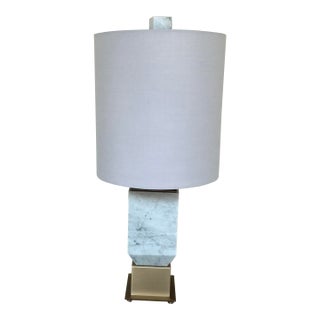 Touchstone Lamp White Marble & Brass For Sale