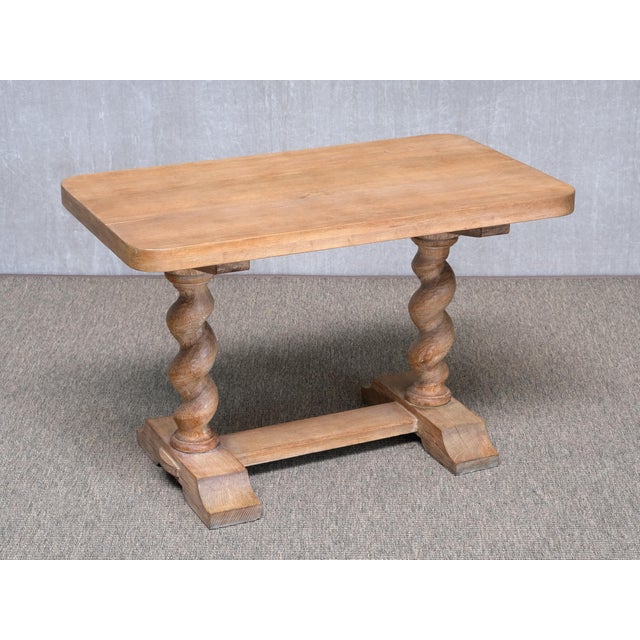 Wood Baroque Swedish Cerused Oak Side Table with Barley-Twist Legs, 1920s For Sale - Image 7 of 13