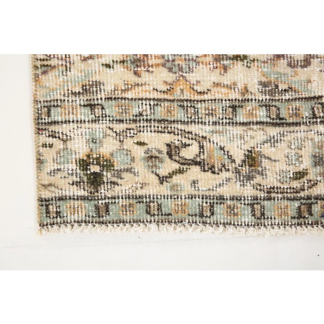 Vintage Floral Runner Rug in Beige and Brown For Sale - Image 11 of 16