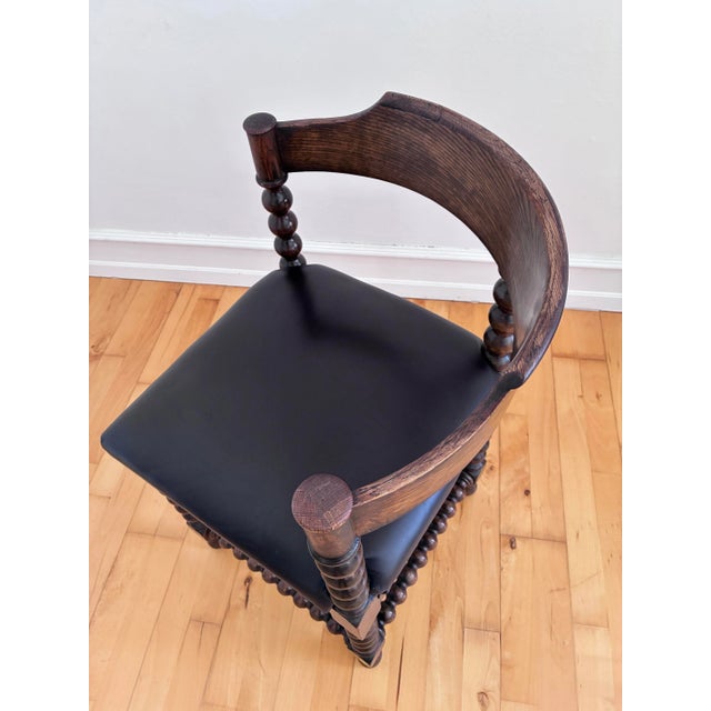 Wood Antique Edwardian Bobbin Corner Chair, English 1900 For Sale - Image 7 of 14