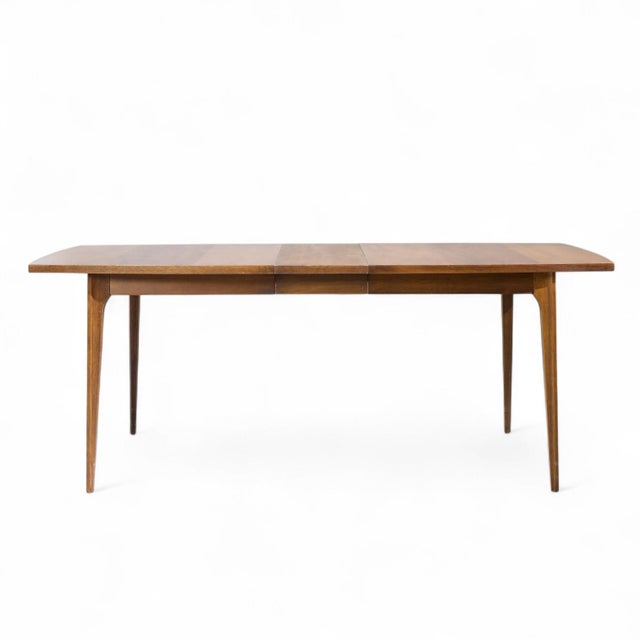 Wood Broyhill Brasilia Mid Century Expanding Walnut Dining Table With 3 Leaves For Sale - Image 7 of 10
