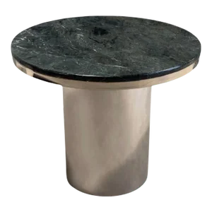 Brueton Stainless Steel and Verde Green Marble "Anello" Dining Table, 1970