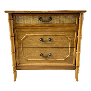 1980s Vintage Broyhill Faux Bamboo Natural Wood Chest of Drawers For Sale