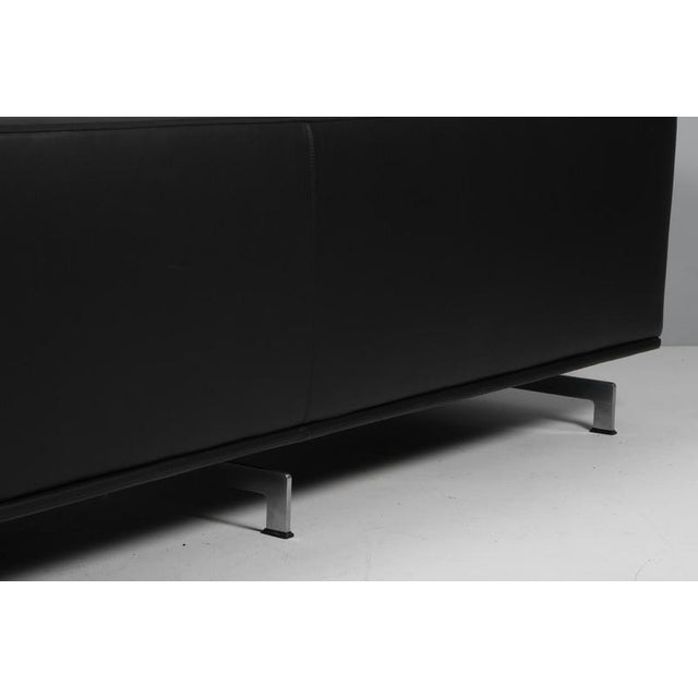 Delphi 3-Seater Sofa in Black Leather and Steel by Hannes Wettstein, 2000s For Sale - Image 10 of 11