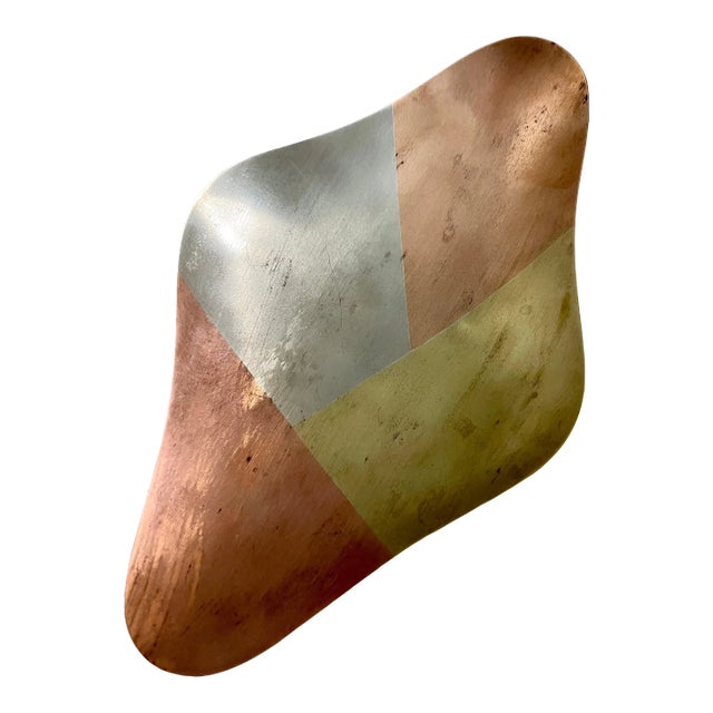 Kaleidoscopic Mexican Footed Mixed Metal Tray in the Style of Los Castillo For Sale