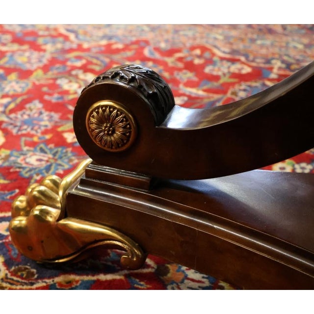 Maitland Smith Tooled Leather Burled Walnut Library Center Table For Sale - Image 10 of 14