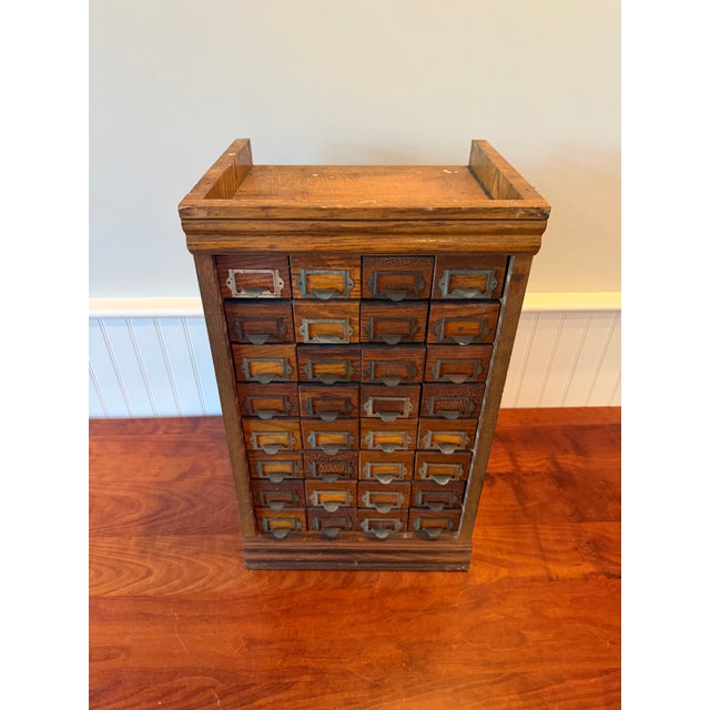 Antique 32-Drawer Oak Hardware Parts Cabinet by W.C. Heller Co. For Sale - Image 13 of 17