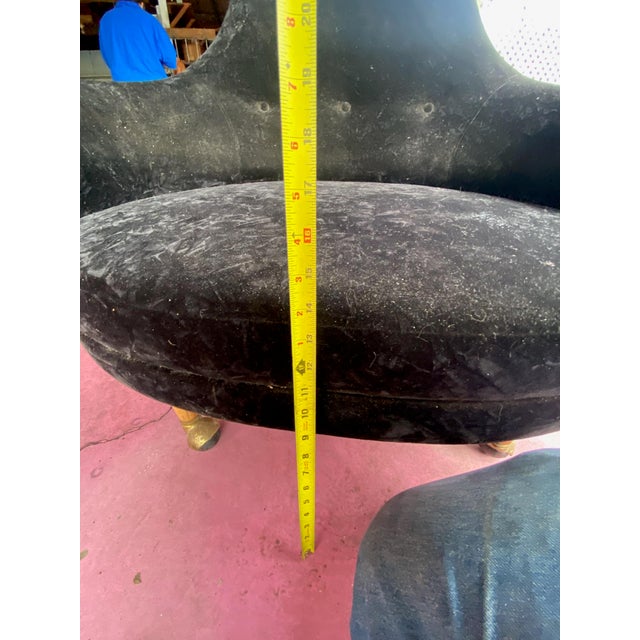 1960s Mid Century Adrian Pearsall Lounge King Tall Back Black Fabric Chair Unmarked For Sale - Image 5 of 9