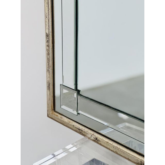 Contemporary Large Art Deco Beveled Wall Mirror with Architectural Arch Design For Sale - Image 3 of 11