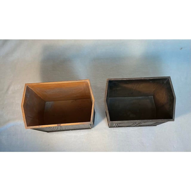 Plastic Pair Vintage Pearl-Wick Wastebaskets Faux Wood Brown, Circa 1960s For Sale - Image 7 of 12