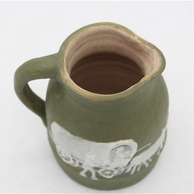 1960 North Carolina Cameo Decorated Small Pottery Pitcher by Walter Stephen For Sale In Raleigh - Image 6 of 11