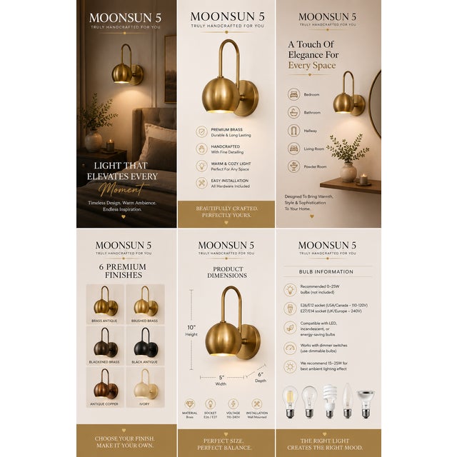 Not Yet Made - Made To Order Modern Bronze Brass Wall Sconce, Handmade Curved Arm Wall Light, Mid Century Globe Sconce, Bathroom Vanity Lamp, Bedroom Brass Wall Fixture For Sale - Image 5 of 12