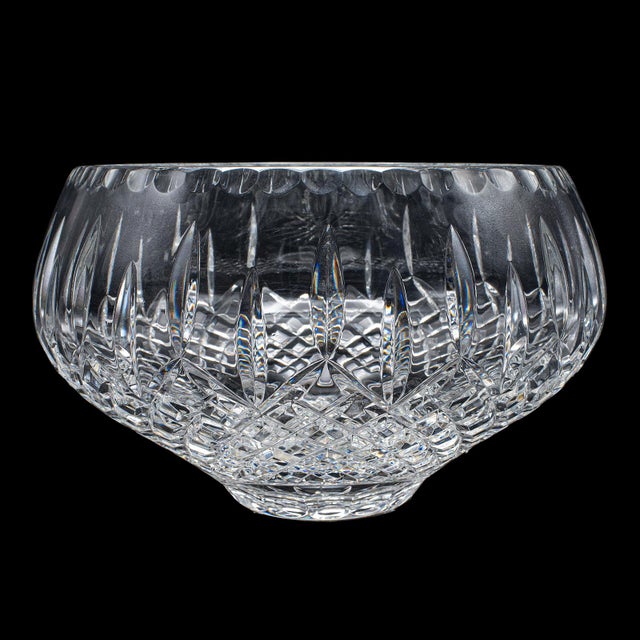 This is a large vintage presentation fruit bowl. An English, cut crystal display dish, dating to the late 20th century,...